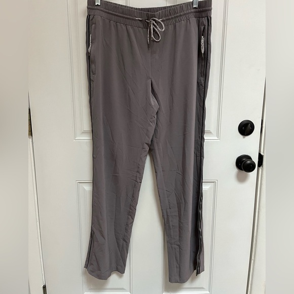 Soma Pants - Soma grey lightweight casual pants size large side‎ stripe